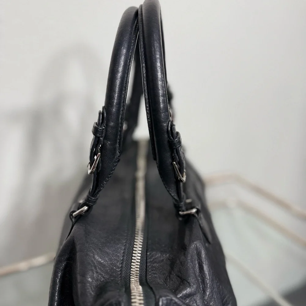 MCM Black Leather Satchel with Silver Accents - Picture 12 of 15